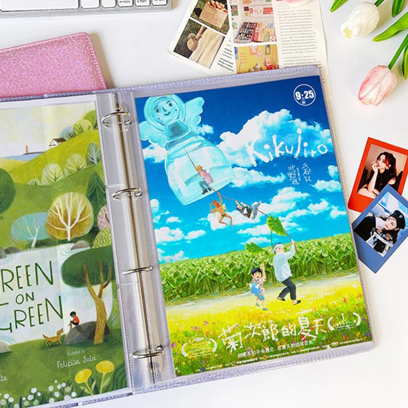 10Pcs A4 Clear Photo Album Refill Pages File Protector 4 Holes 9 Ring Binder for Photocards Cards Notebook