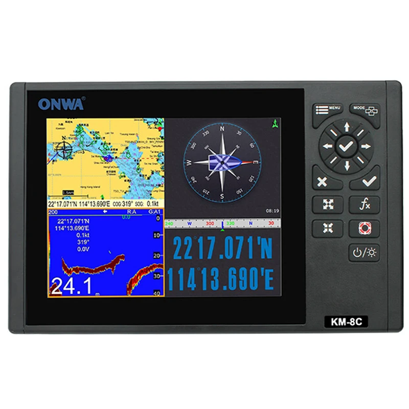 ONWA Km-8C 8-Inch GPS Chart Plotter Marine Supplies with Multi-Function Display and Fish Finder