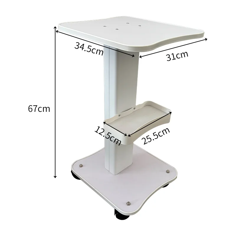 Convient 360° Rotatable Rolling Trolley White Desktop with Wheels Cart Stable Can Load 60KG