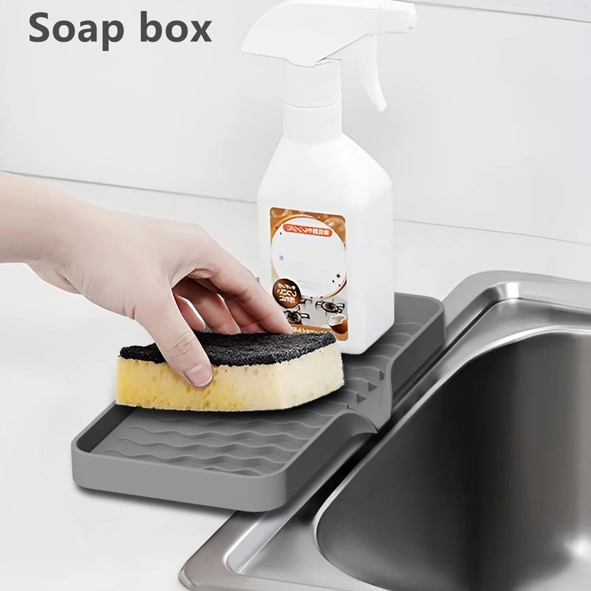 Silicone Faucet Mat Kitchen Sink Tray Soap Dispenser Sponge Drain Pad Sink Splash Drying Mat Countertop Storage Tray Soap Tray