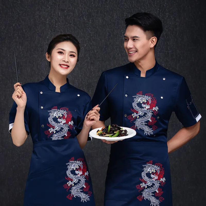 Chef Overalls Men'S Short-Sleeved Western Restaurant Kitchen Clothes Men'S And Women'S Chef Chef Uniform Long-Sleeved Spring And