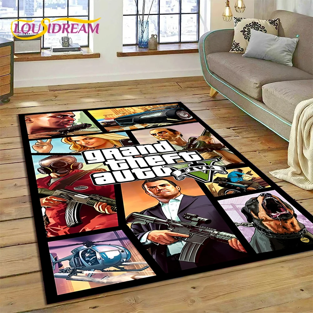 3D GTA Game Grand Theft Auto Gamer Carpet Rug for Bedroom Living Room Home Sofa Decoration,Children Game Large Decor Floor Mat