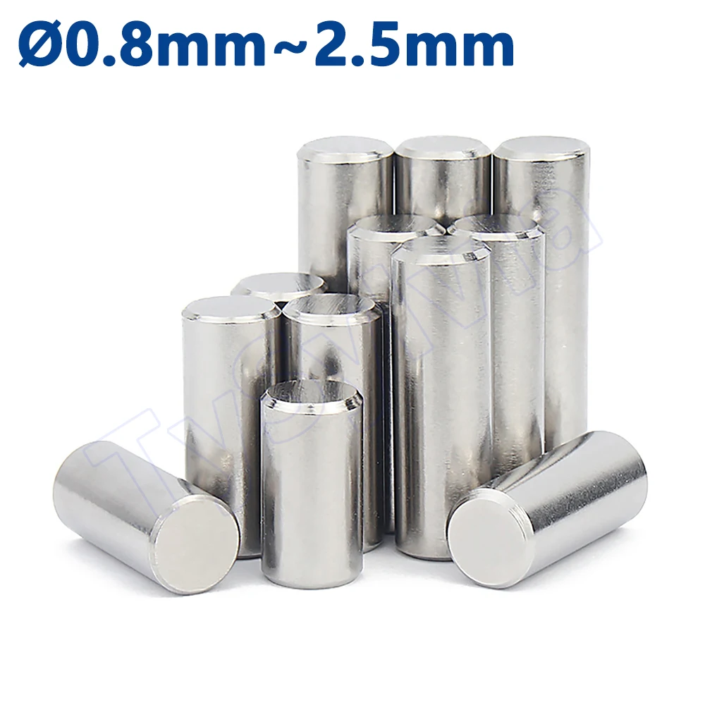 

100pcs Diameter 0.8mm-2.5mm 304 Stainless Steel Flat Head Locating Dowel Pin Solid Cylindrical Pin Length 3 - 50mm