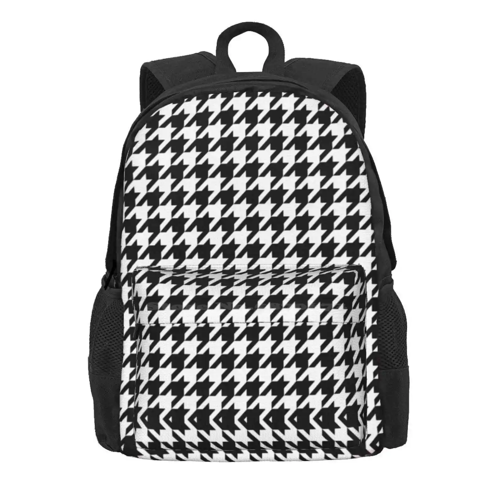 Dogtooth / Houndstooth Hot Sale Schoolbag Backpack Fashion Bags Doogtooth Dog Houndstooth Black And White Cool Retro Funky