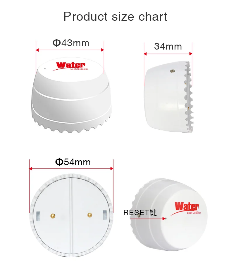 Wifi Water Detector Leakage Sensor Alarm Leak Detector 40DB Sound Work with Tuya smart APP Flood Alert Overflow Security