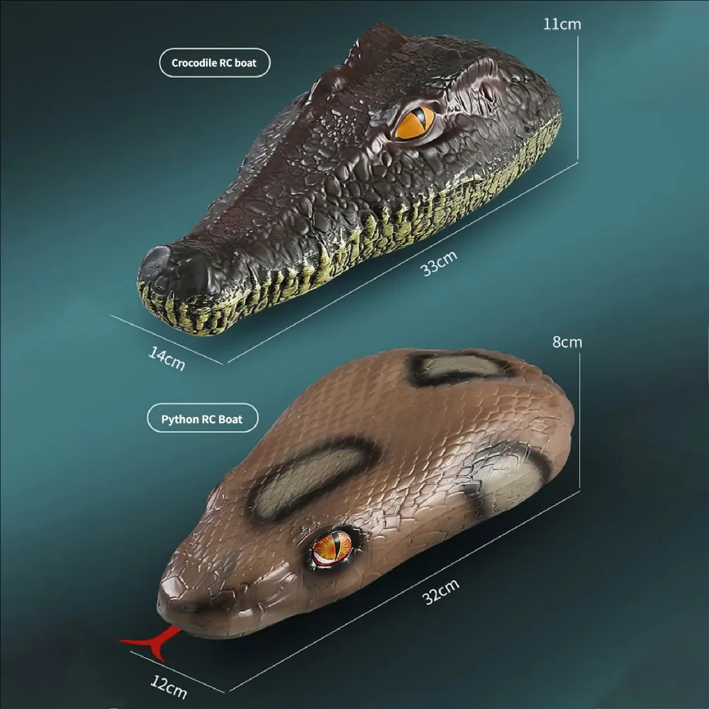 Barco de cocodrilo y serpiente RC de 2,4 GHz, lancha motora de Control remoto de animales impermeable realista, juguete de lago de piscina de alta velocidad para niños y adultos