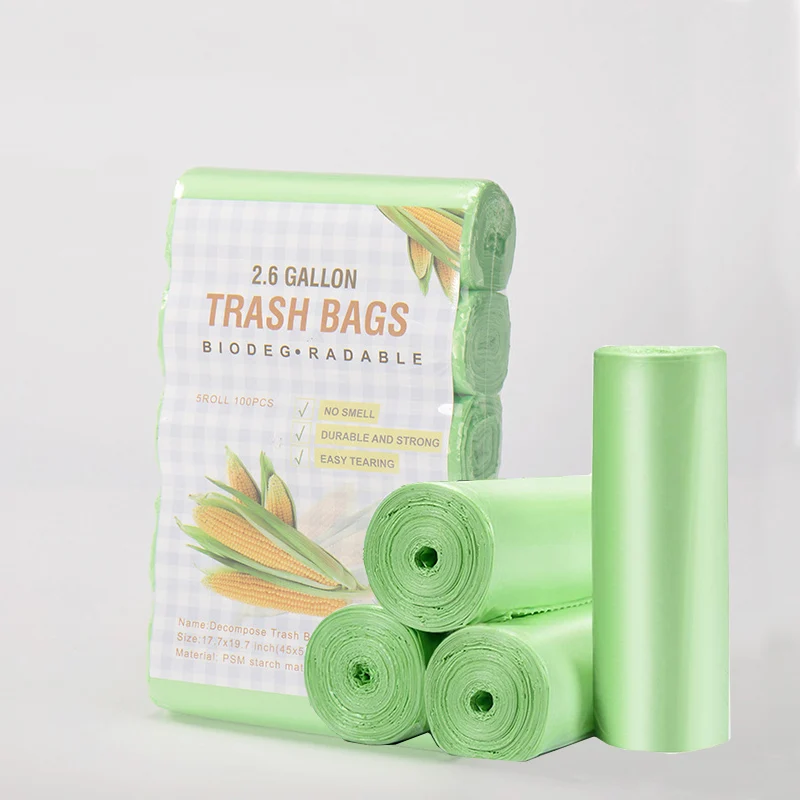 80/100 Uds bolsas de basura biodegradables bolsas de basura para baño con revestimiento de cubo de basura ecológico resistente a desgarros y fugas