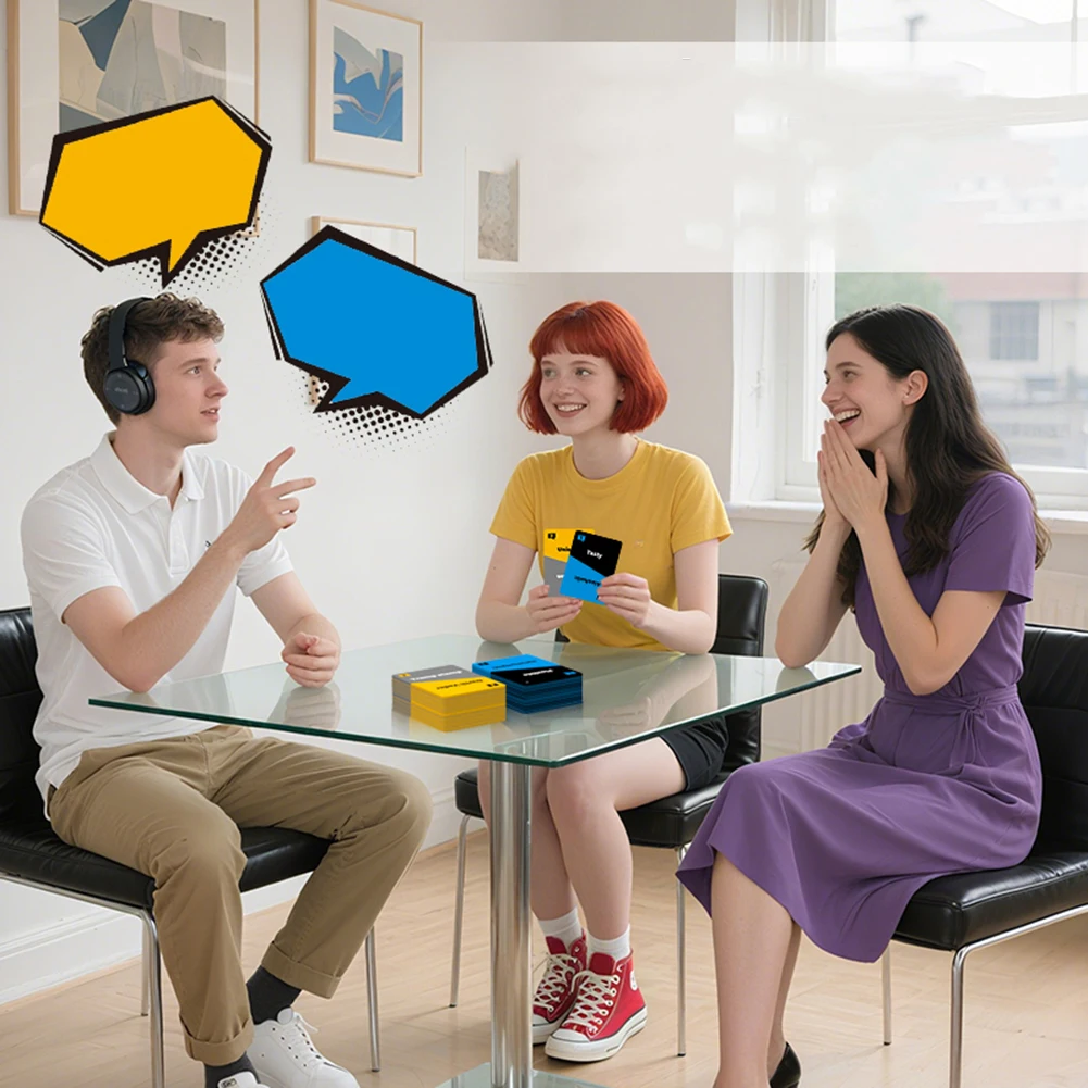 ごめんなさい、何というゲームですか？ ヘッドフォンを使った面白いフレーズの組み合わせ - カードゲーム「何と言った？」ゲームには大人や友達向けのカード100枚が含まれています