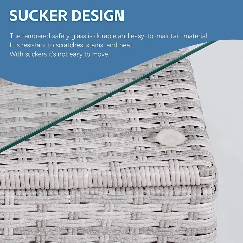 7 Piece Sectional Sofa Set Outdoor, Rattan Patio Furniture Set, Outdoor Sectional , Rattan Chairs Glass Table Wicker Co