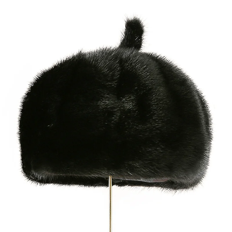 

Winter Women's New Full Mink Mink Soft Beret Pumpkin Hat Fur Bud Hat Korean Fashion Outdoor Warm Women's Hat Free Shipping