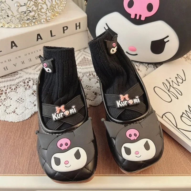 

Kawaii Sanrio Kuromi Anime Kuromi Ins Fashion Pvc Shoes Cute Children Soft Leather Shoes Slipper Lovely Gifts for Kids