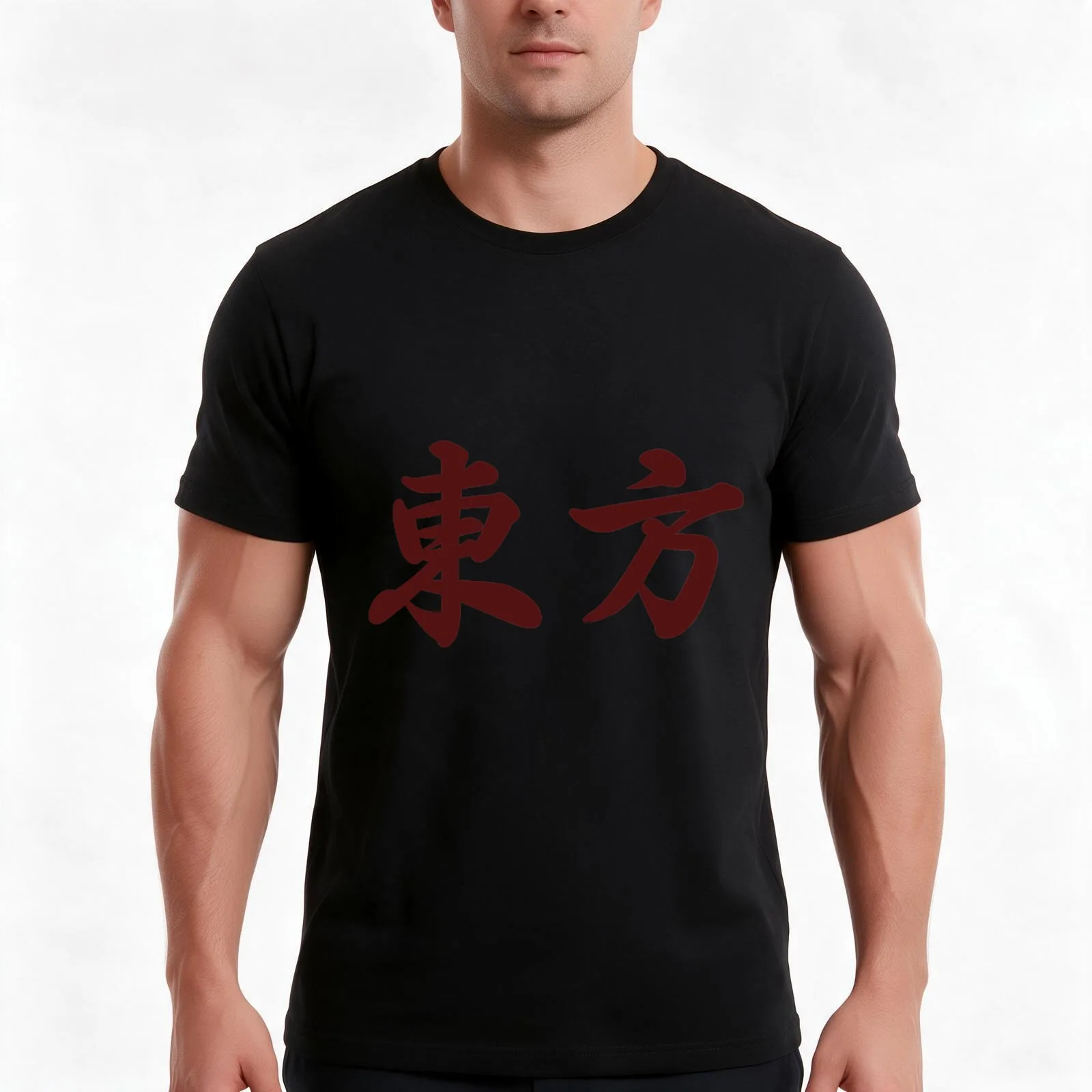 Touhou Logo T-Shirt, Summer Casual Cotton Tee, Oversized Streetwear Tops, Vintage Graphic Print, Loose Fit Short Sleeve