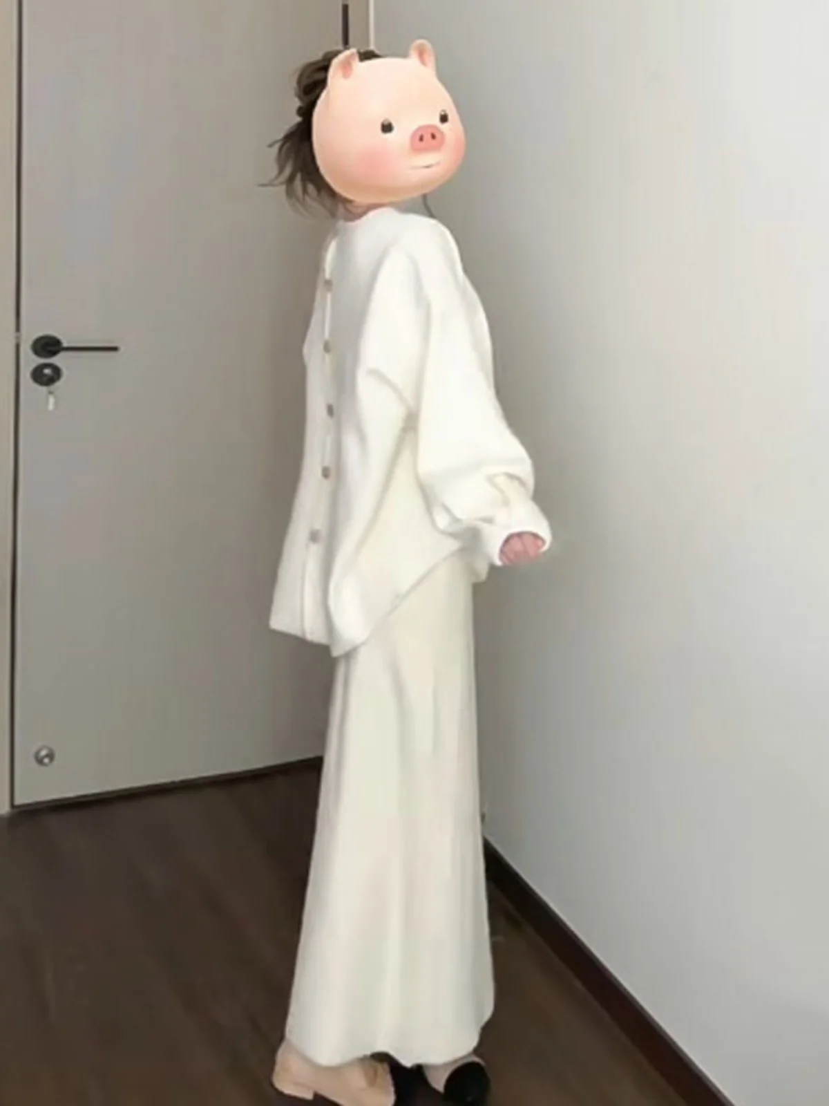 

Laid-ba Sle High-End Sweater Skirt Set Faionable European Goods Trendy Spring New Arrival Comfortable Cotton Long Sve