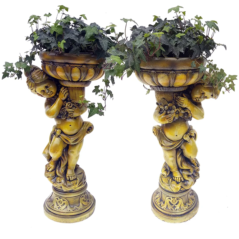 

Creative outdoor breathable flower pot European floor-to-ceiling figure sculpture retro magnesium mud flower device