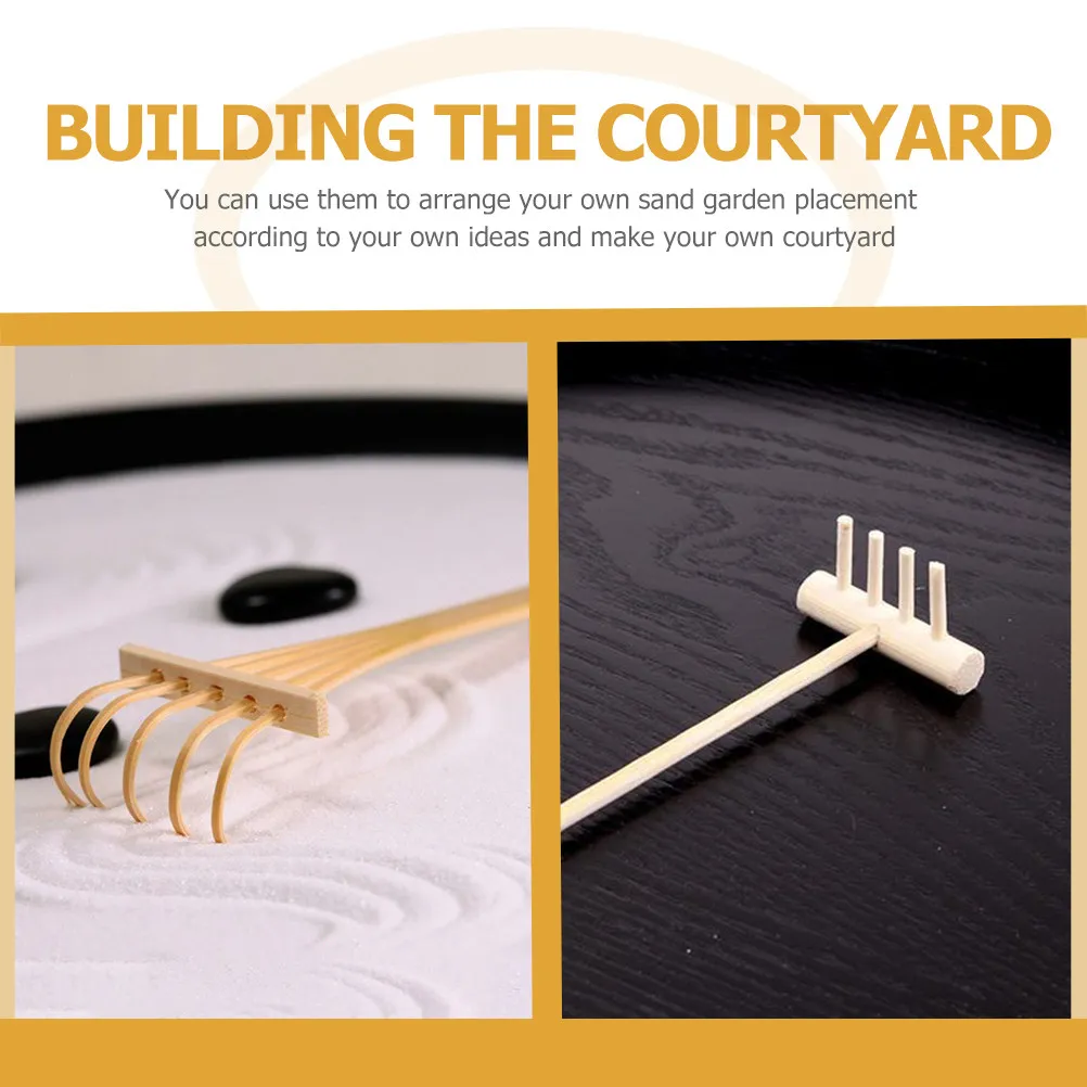 1Set Bamboo Rakes Mini Sand Table Zen Garden Creative Sand Smoothing Tools Desktop Landscape Decoration