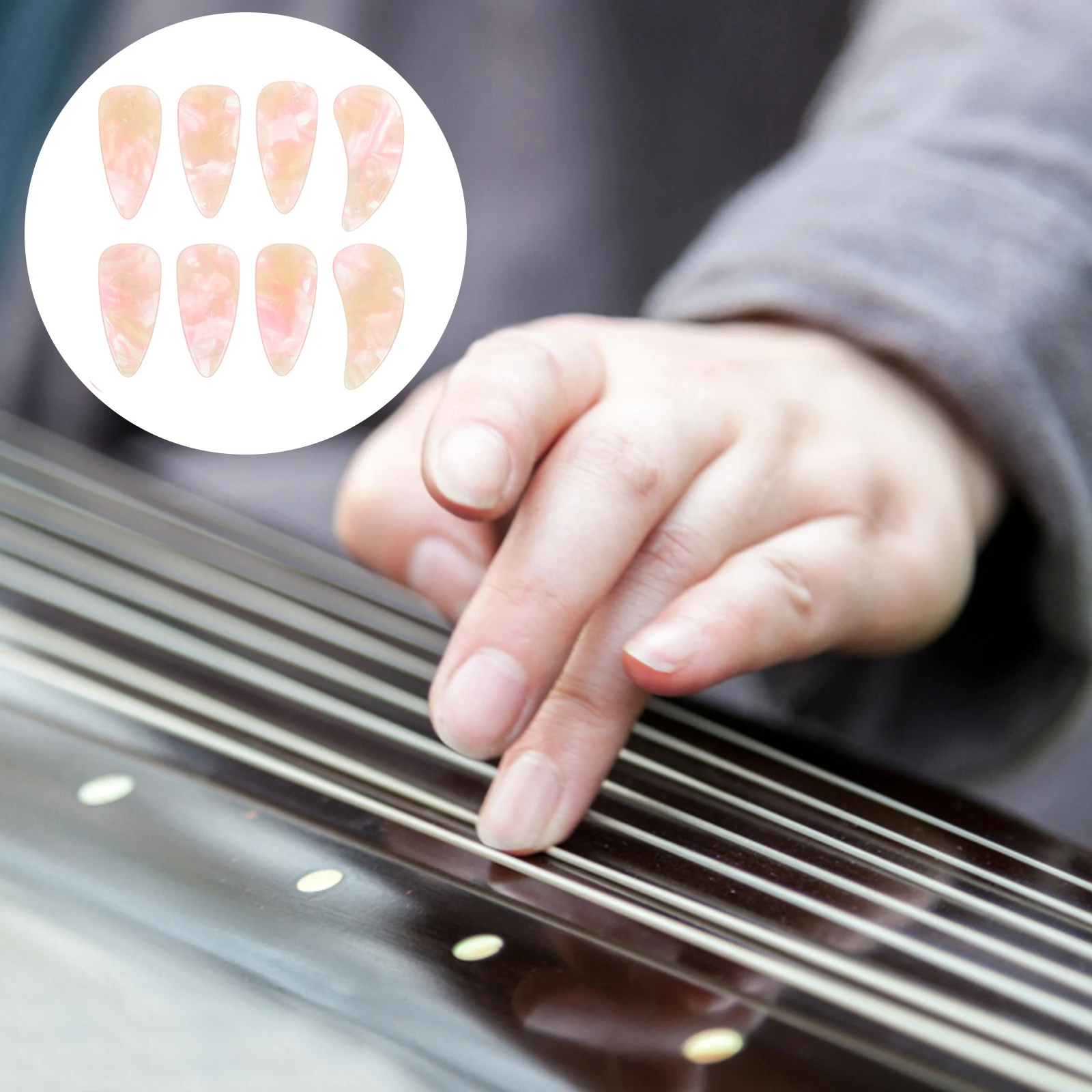 

8pcs Durable Picks Finger Plectrum Nails Nail Covers Wear-Resistant Beginner-Friendly Ergonomic Design Smooth Rounded Edges