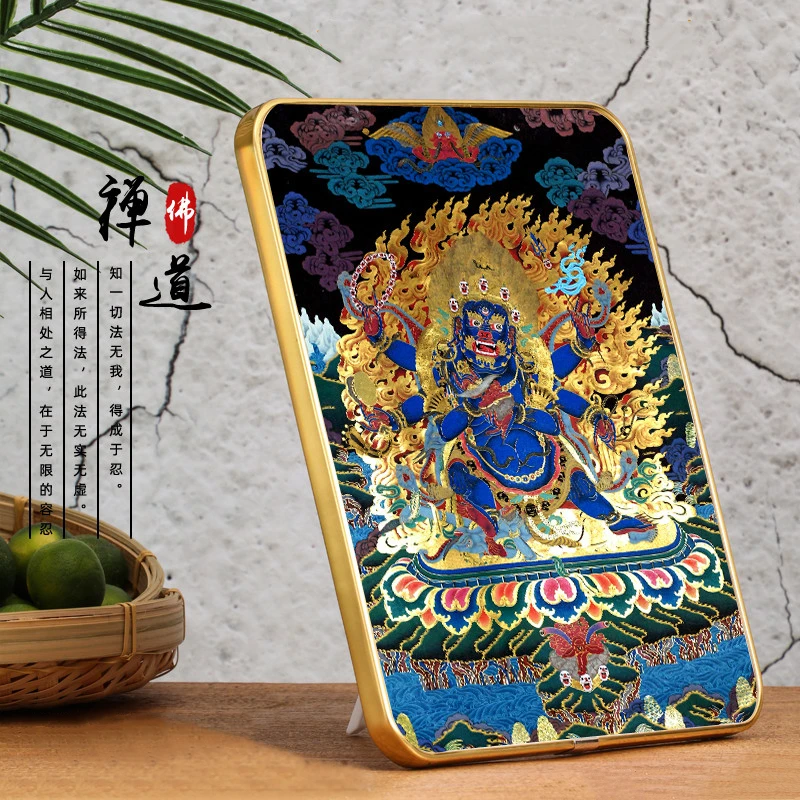 Hand drawn six arm mahagala portrait, Phnom Penh photo frame decorative painting, hanging painting