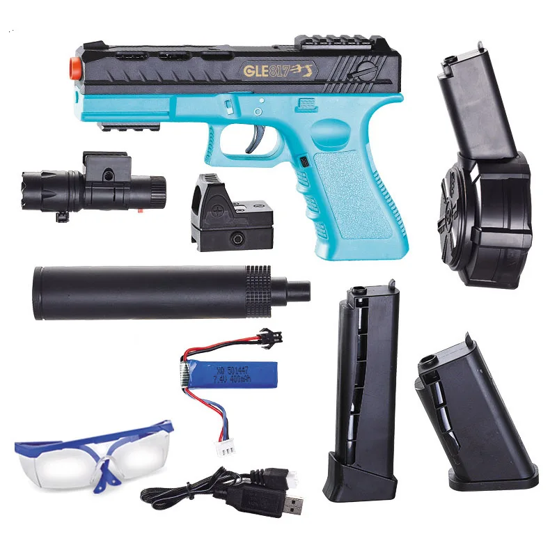 The Classic G17 Manual and Electric Water Bullet Gun Is a Popular Cross-Border Toy for Boys, Suitable for Outdoor Interactive Shooting Games