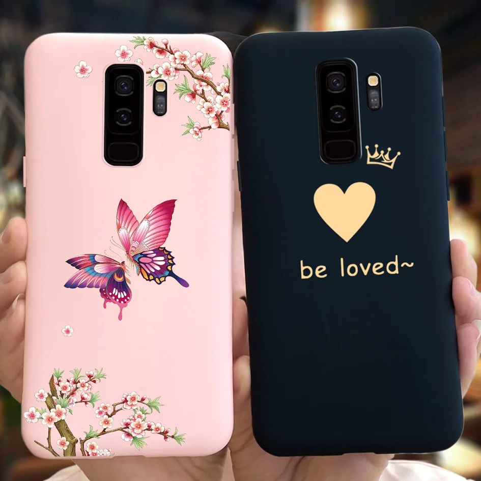 For Samsung Galaxy S9 Plus Case Fashion Butterfly Love Heart Painted Funda Soft Silicone Cover For Samsung S9 S9+ SM-G965F Coque