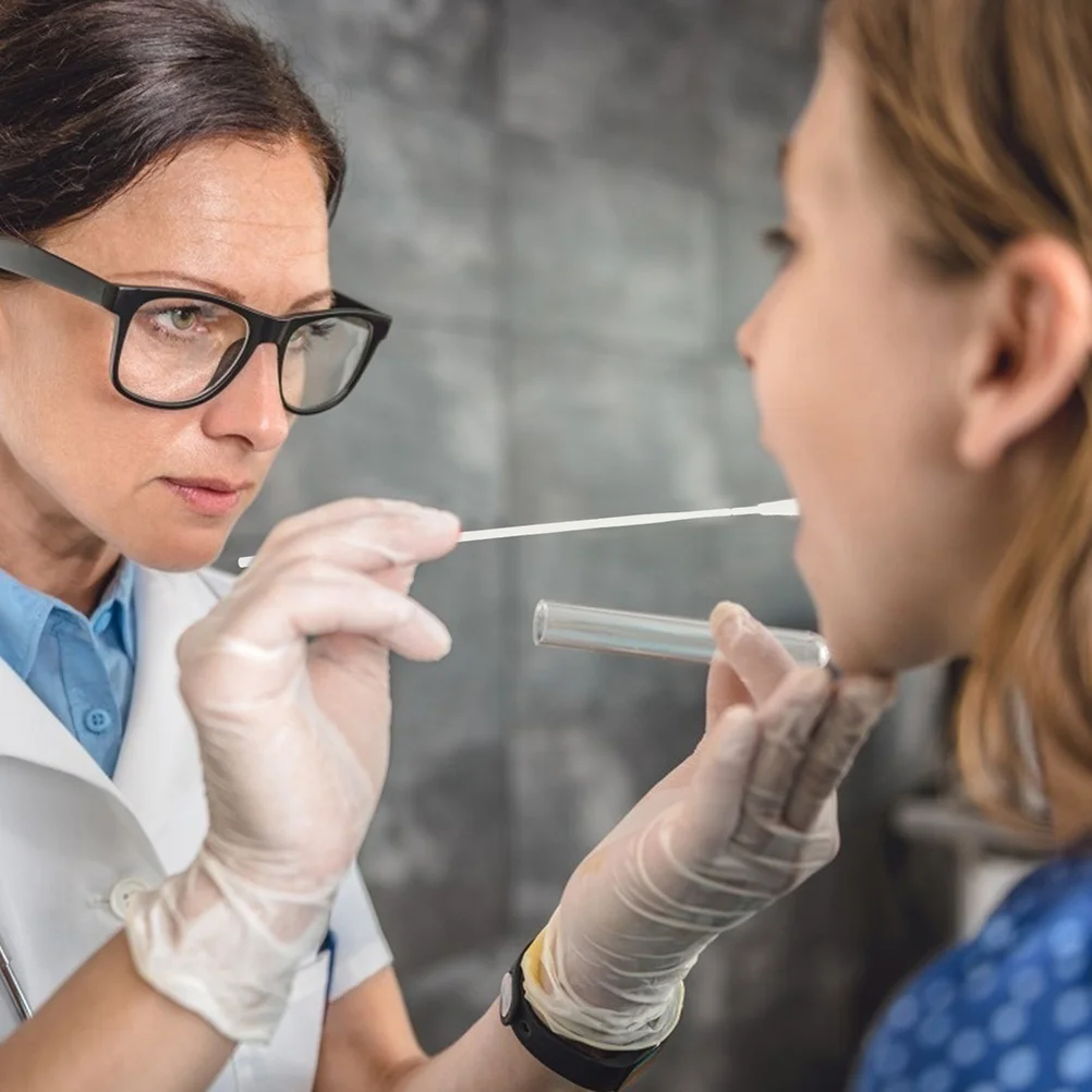 25 قطعة من مسحات البلعوم الأنفية للاستعمال مرة واحدة، مسحات جمع الفم المتدفقة للاستخدام في المختبرات الطبية، مسحة الأنف المتدفقة