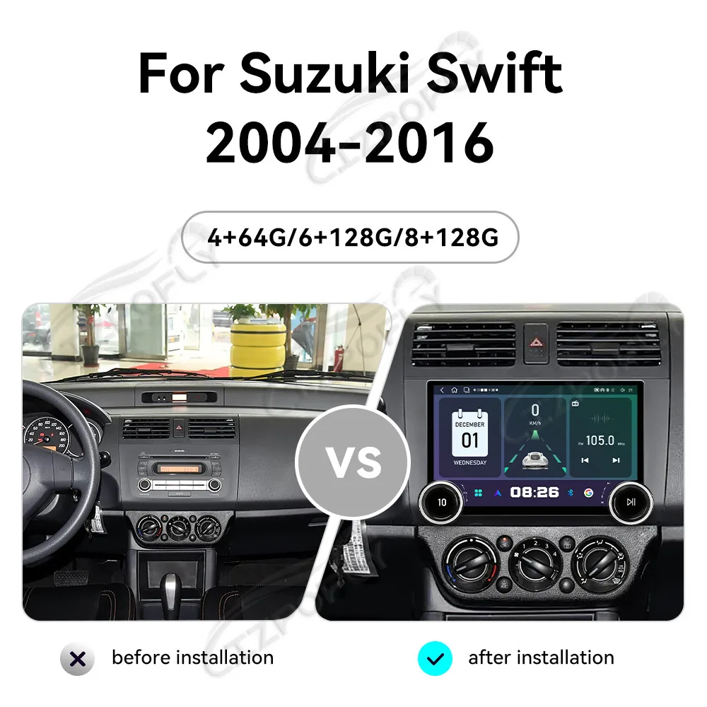 

Модернизированная 11,5-дюймовая магнитола Lizpofly для Suzuki Swift 2004–2016 с беспроводными Carplay и Android Auto, GPS-навигацией и сенсорным экраном