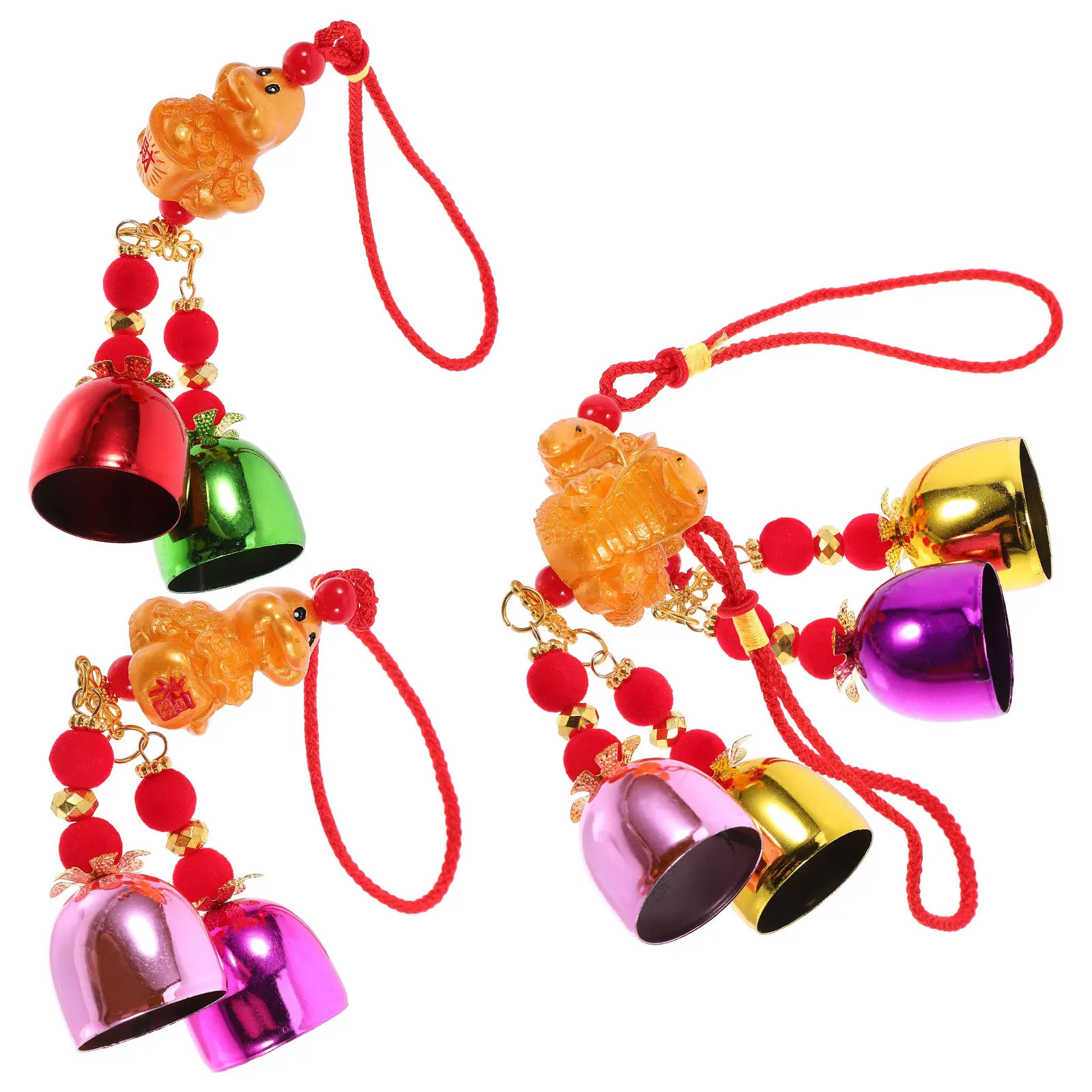 

4Pcs Resin Snake Bell Pendant Small Windchimes for Outside Decorative Hanging Bells Garden Door Window Festival Ornament Home