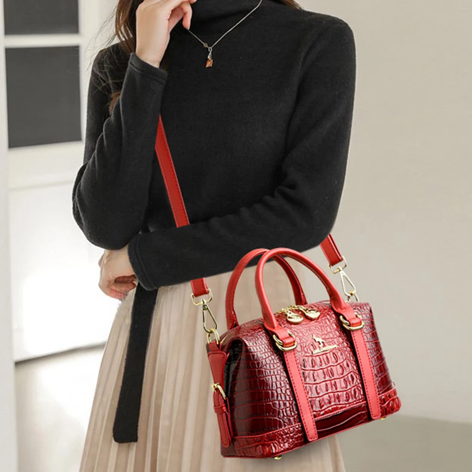 Luxury Designer Crocodile Stripe Fashion Tote Bag Women High Quality Crossbody Shoulder Bags 2024 New Ladies Purses and Handbags