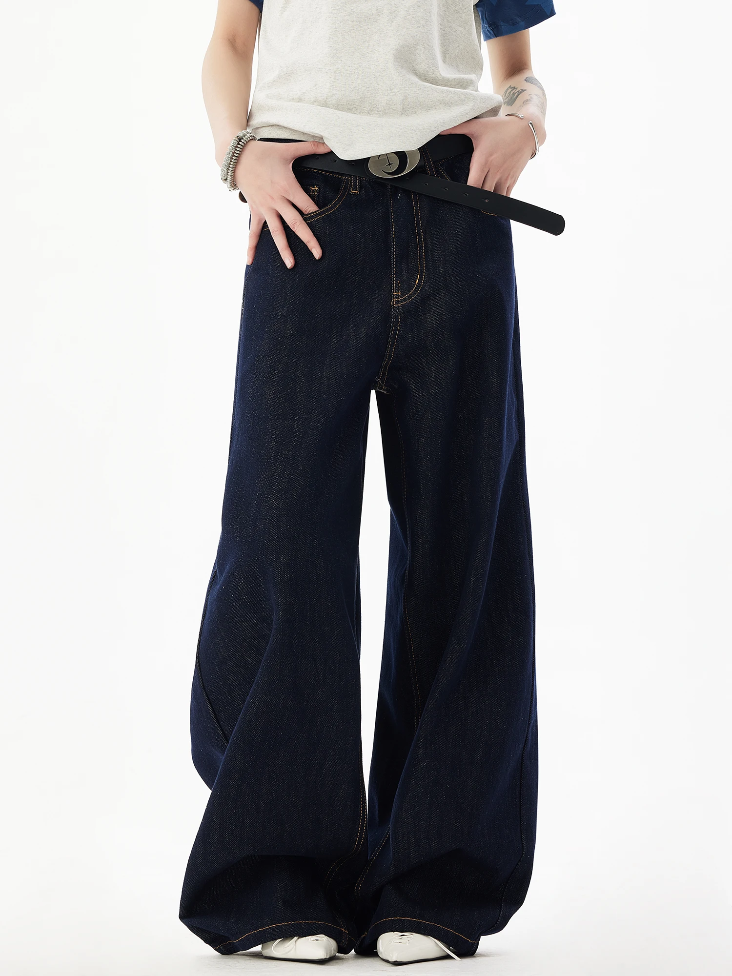 

Джинсы Damon Island American Sle Vintage Deep Blue Original Denim, мужские, широкие, повседневные, модные, свободного кроя, прямые...