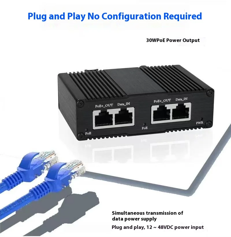 IndustrialAC Output PoE Splitter IEEE802.3at/af 30W/60W/95W Input Gigabit Power Over Ethernet Adapter