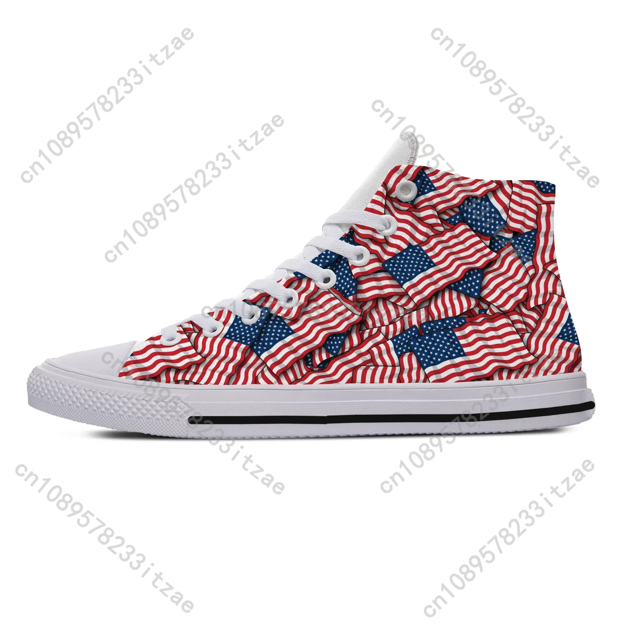 Zapatillas de deporte transpirables para hombre y mujer, zapatos clásicos de lona con bandera de EE. UU., gran ayuda, moda de verano