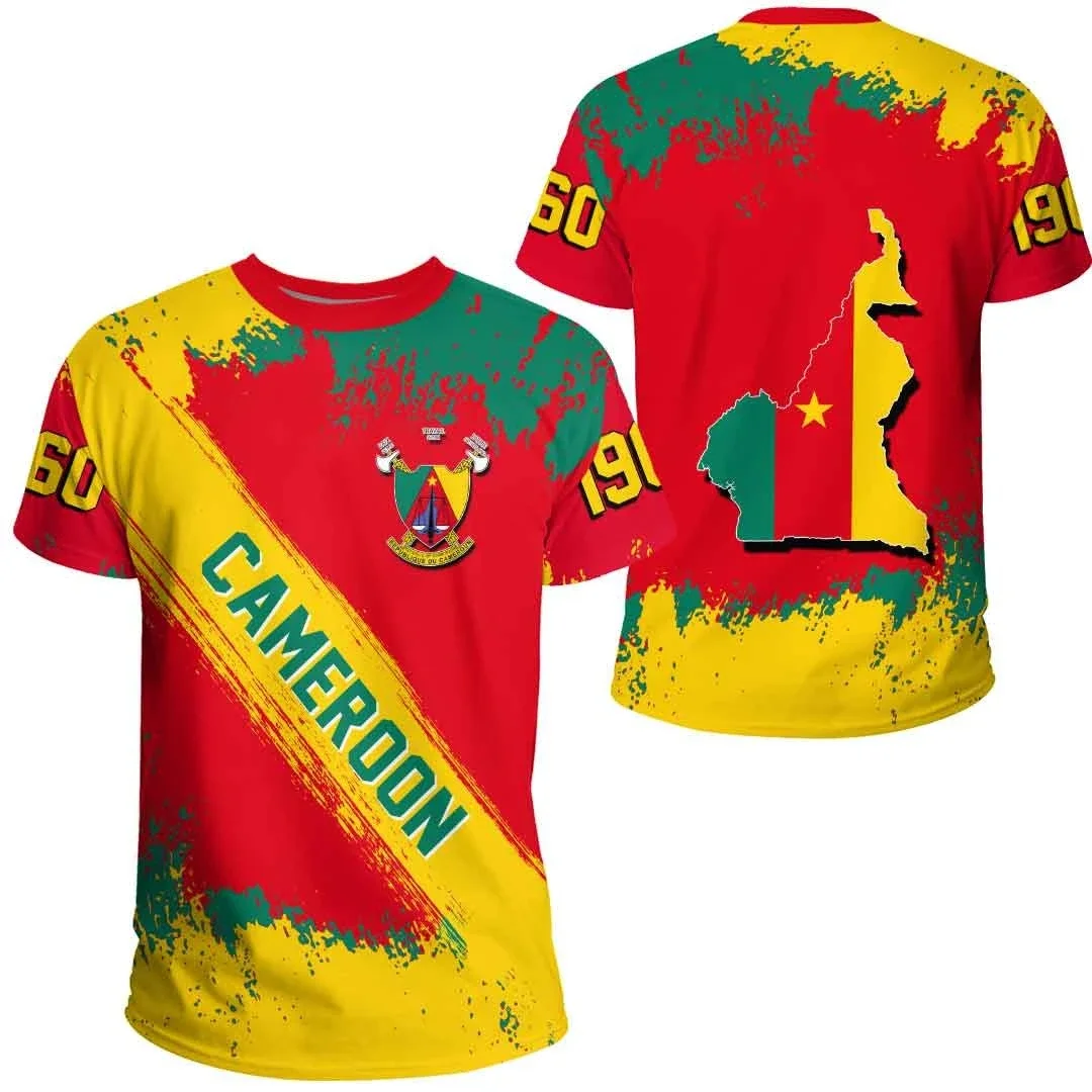 Africa Cameroon Flag Map 3D Printed T Shirt For Men Clothes National Emblem Lion Graphic T Shirts Sport Kids Jersey Boy Tee Tops