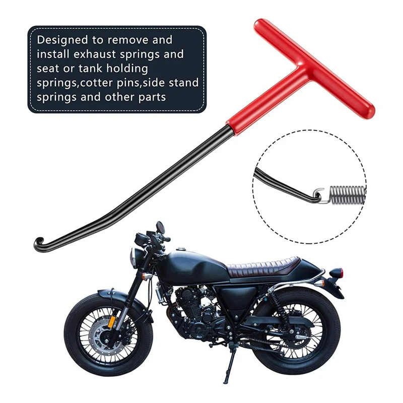 Herramienta extractora de resorte de escape para motocicleta, ganchos de resorte de escape, Mango en T, extractor de resorte de moto de nieve, 2 piezas