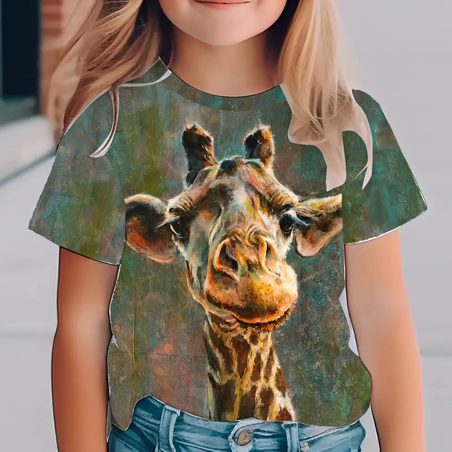 T-Shirt à Manches Courtes et Col Rond pour Enfant, Vêtement Décontracté avec Imprimé d'Animaux Mignons, Collection Été