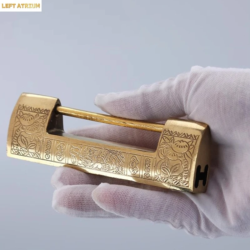 antique-brass-padlock-old-style-door-latch-locks-horizontal-all-copper-door-lock-security-key-lock-cabinet-locks-door-hardware