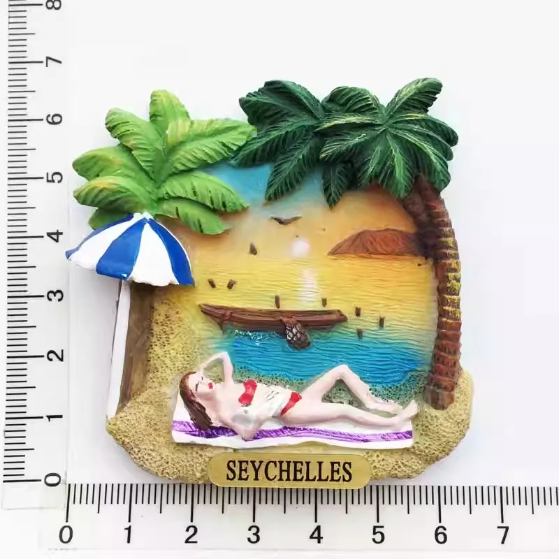 Seychelles Blue, Pink Creative Car travel souvenir refrigerator sticker magnet Gift Handicrafts Home decor