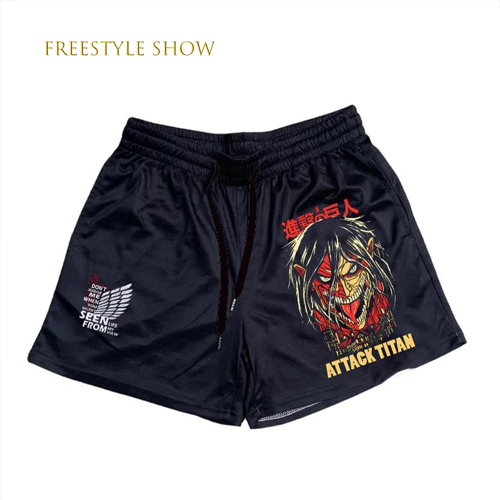 

Anime Attack On Titan Gym Shorts For Men Fitness Running Exercise Drawstring Elasticity Breathable Quick Dry Sweat Absorbing