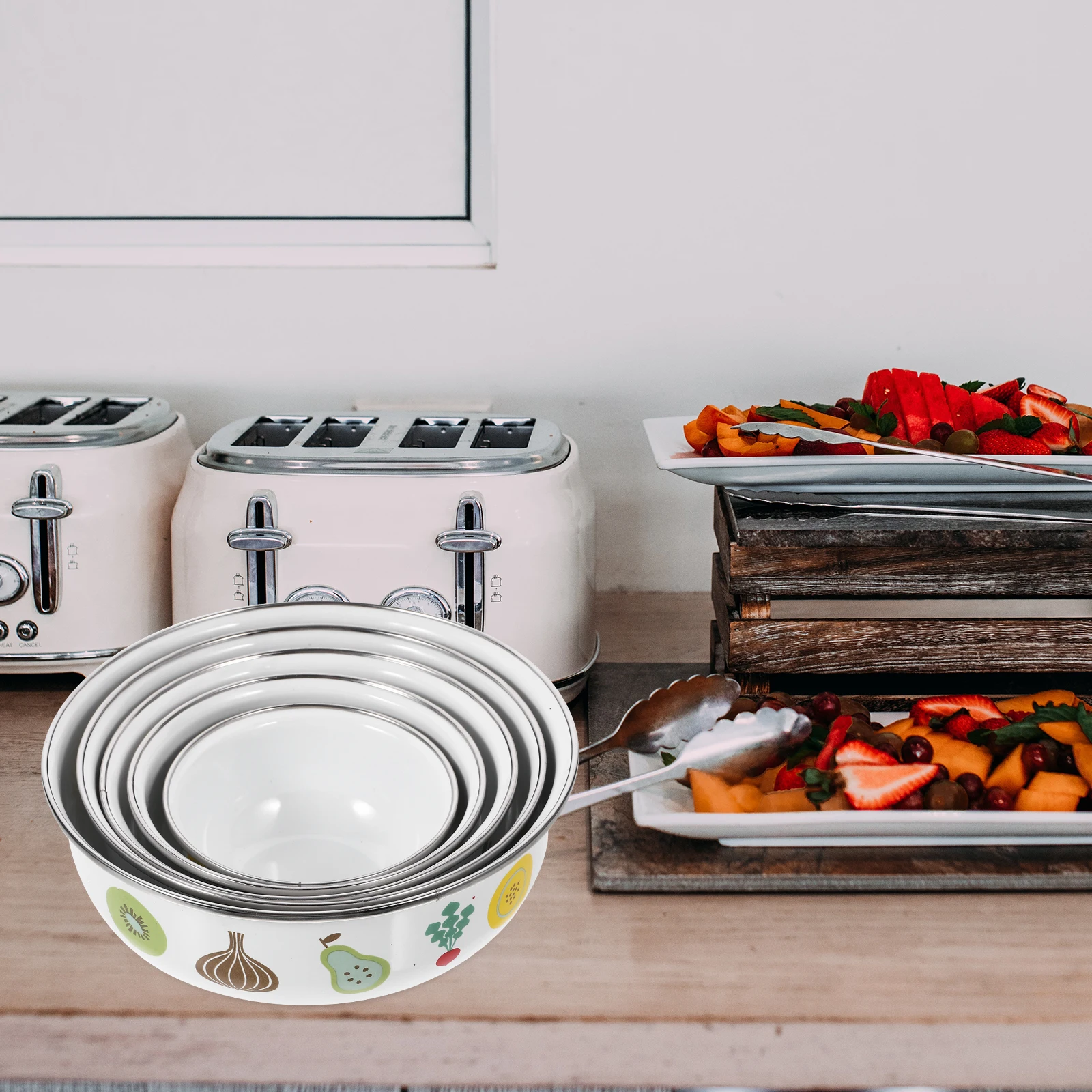 

Stackable Fresh Bowls Set with Lids Food Storage Containers Lightweight Serving Salad Soup Dessert Bowls for Home Camping Picnic