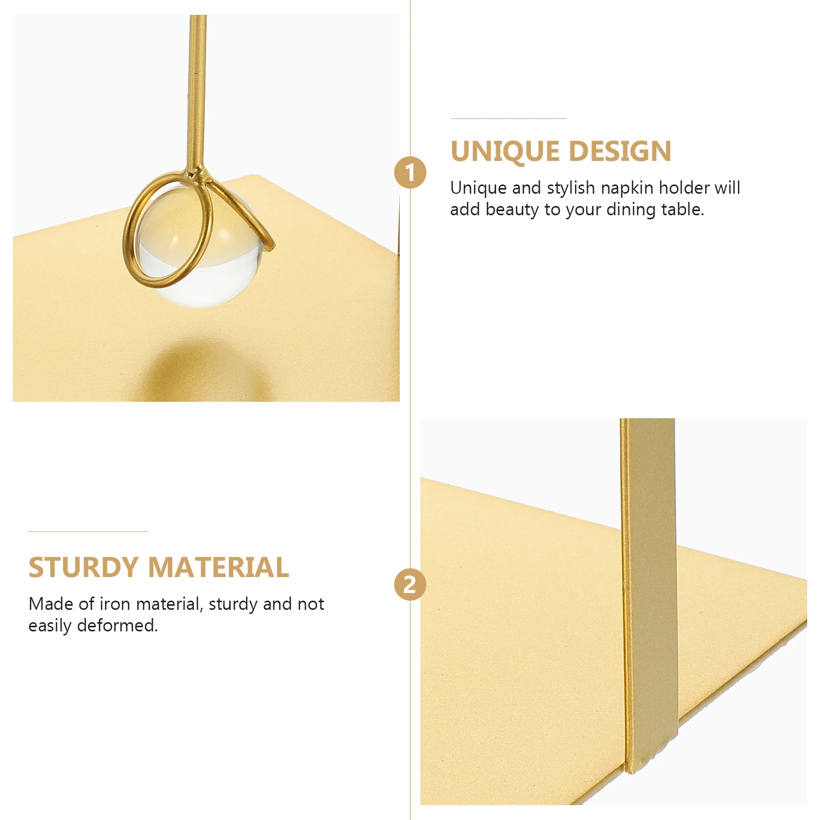 

Napkin Holder Stand Metal Countertop Paper Geometry Organizer Golden Iron Modern Office