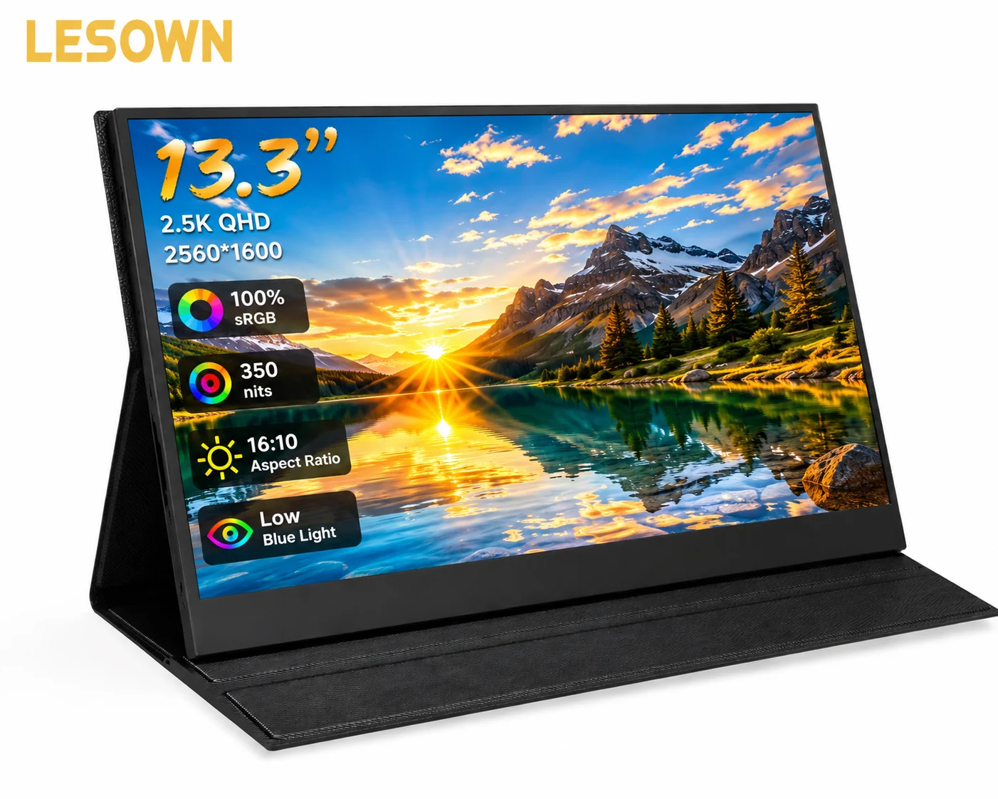 

LESOWN Dual Monitor Setup 13.3" FHD Portable Display 1920x1080 Aluminum Monitor miniHDMI Type-C for Business Laptop Expansion