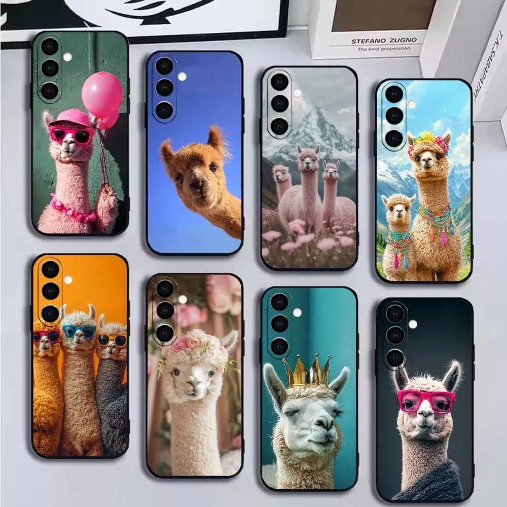 

Cute Lama Alpacas Phone Case For Samsung Galaxy A20,21s,22,31,32,52,53,72,73,80,91 Soft Black Shell