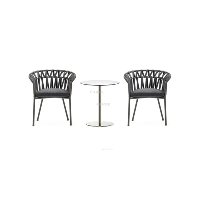 #Creative Rope Outdoor Chairs Designer Outdoor Furniture Garden Balcony Leisure Beach Chairs Modern Home Backrest Armchair T Q