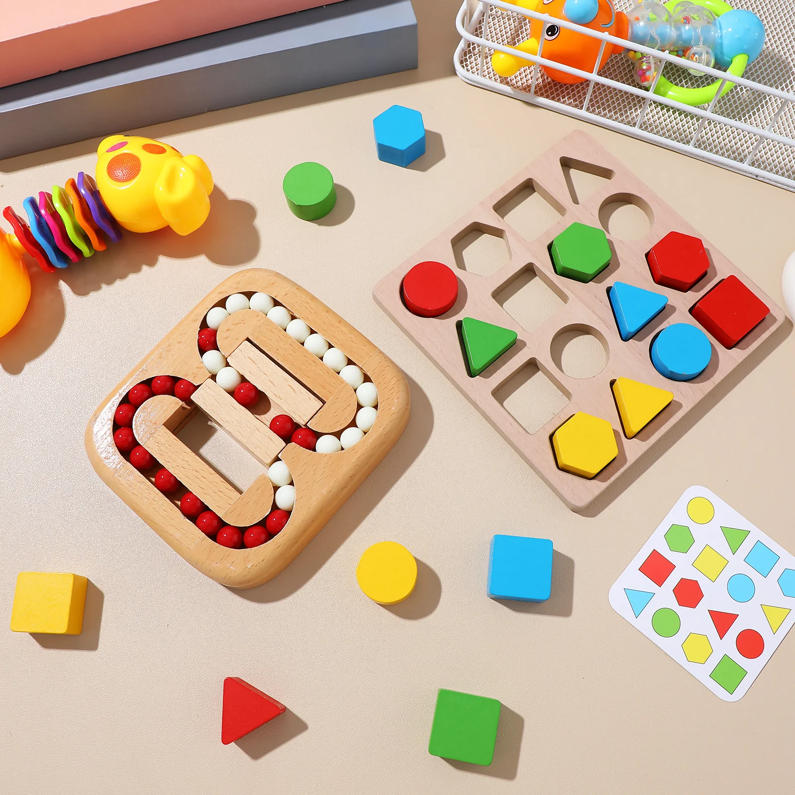 1 set 1 Set Wooden Maze Puzzles For Seniors Geometric Brain Teaser Game Cognitive Stimulation Activity Board Wood Puzzles For