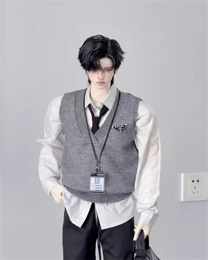 

BJD doll clothes suitable for 1/473 75 Uncle size deep V-neck vest gray brown white 3-color men's style versatile for daily use