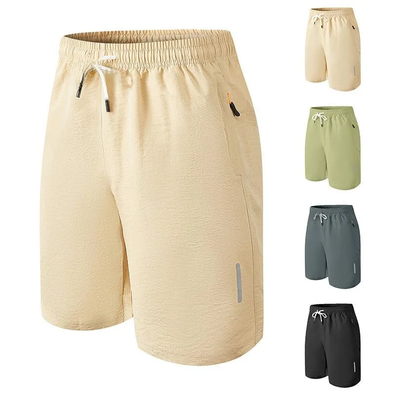 

Men's Casual Sports Quick Dry Short Weave Zipper Pocket Tactical Street Beach Pants Summer Season Military Green Color
