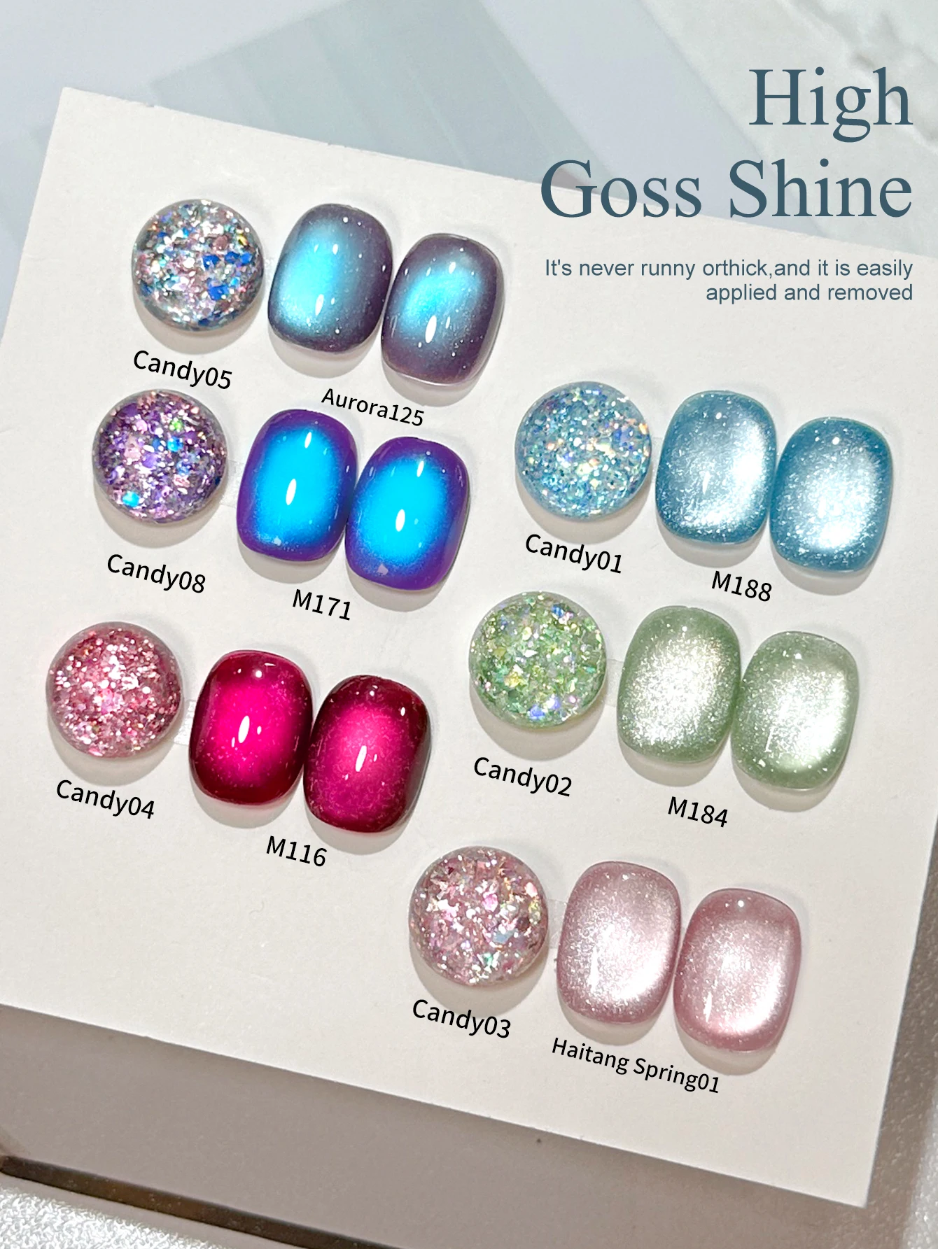 Set di 12 paillettes caramelle e occhi di gatto Set di smalti per unghie della serie di paillettes caramelle popolari sbiancanti Adatto per nail art fai da te domestico