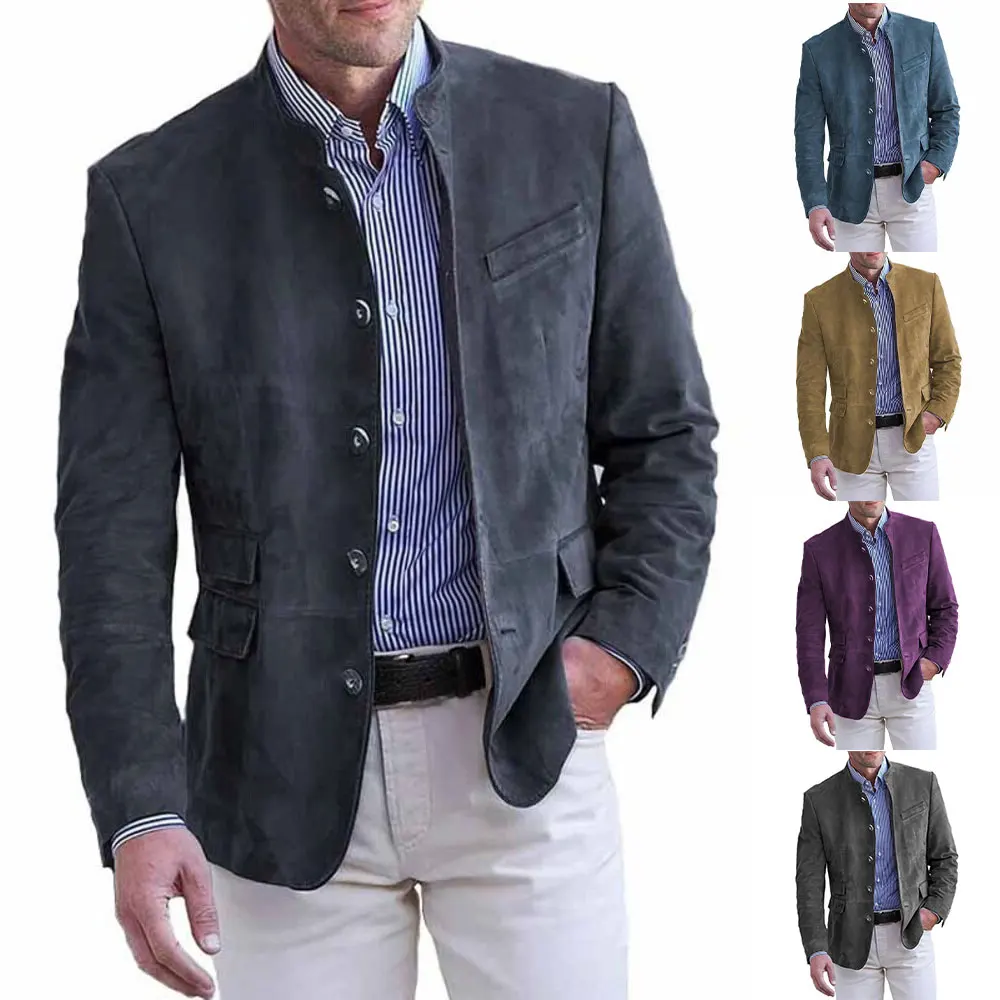 

2025 New Arrival Men's Casual Suede Suit Jacket