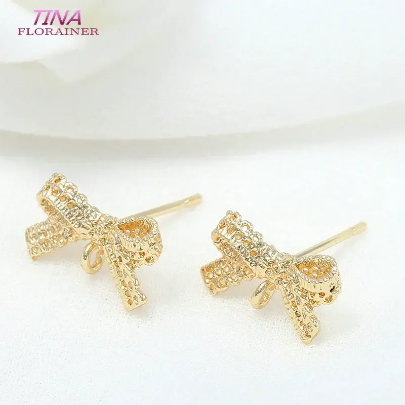 4PCS Earrings Jewelry Making High Quality Brass Metal with 14K Gold Color Plated Bow Earrings Hooks DIY Jewellery Findings