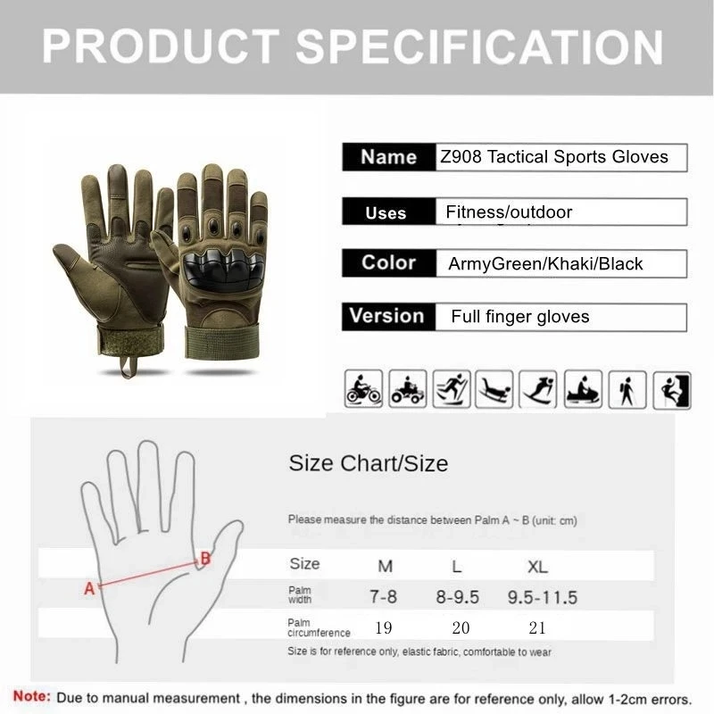 Militärische taktische Handschuhe, Schießhandschuhe, Touch-Design, Sportschutz, Fitness, Motorradjagd, All-Finger-Wanderhandschuhe