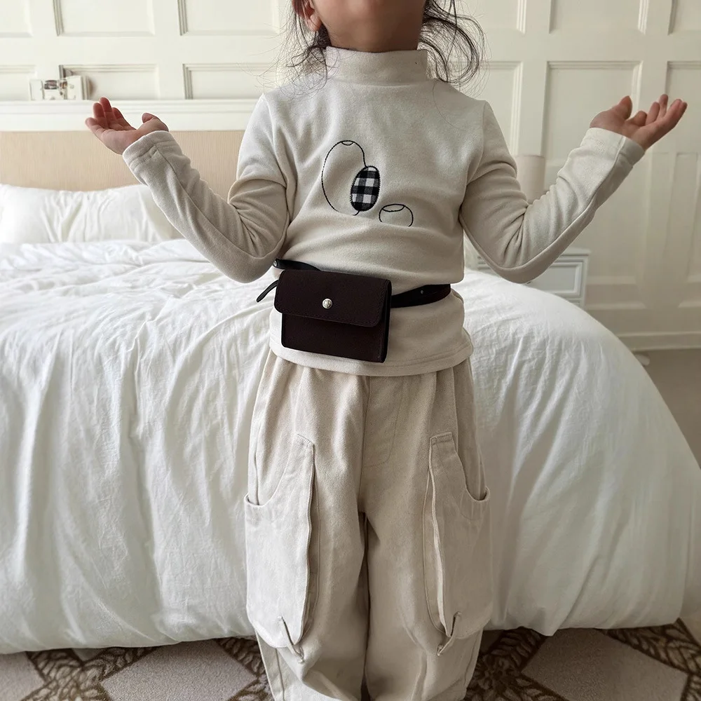 

2025 Winter New Children Thick Bottoming Shirts Cartoon Print Girls Long Sleeve Warm T Shirts Boys Cotton Tops Kids Clothes