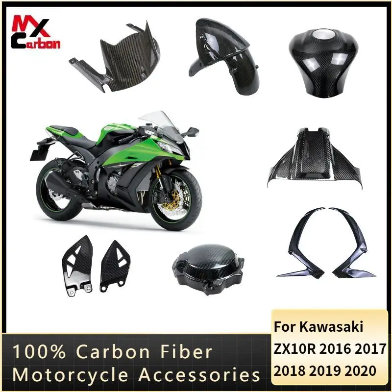 

For Kawasaki ZX10R 2016 2017 2018 2019 2020 3K Carbon Fiber Fender Fuel Tank Side Panel Frame Fairing Kit Motorcycle Accessories